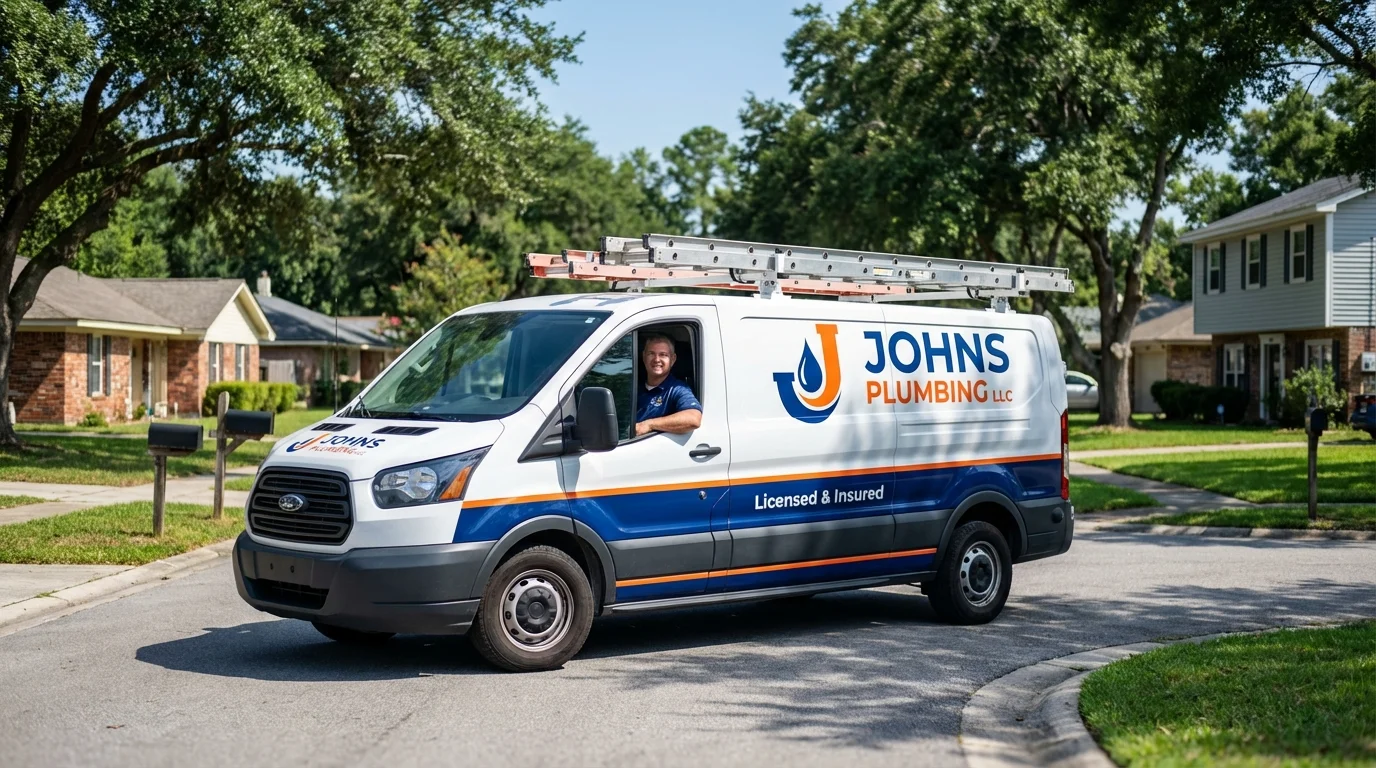 Johns Plumbing LLC service van in Crestline, CA