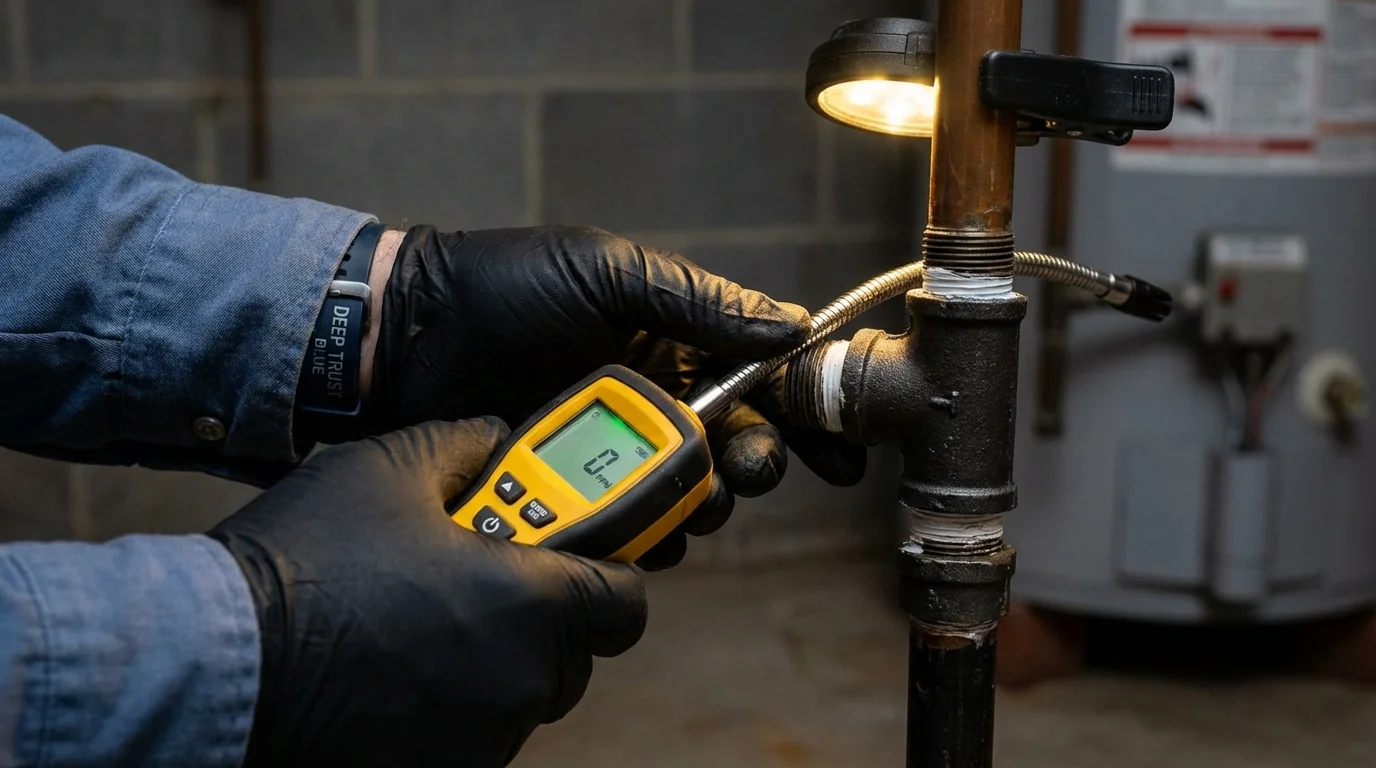 Gas leak detection with electronic sniffer by Johns Plumbing LLC in Crestline